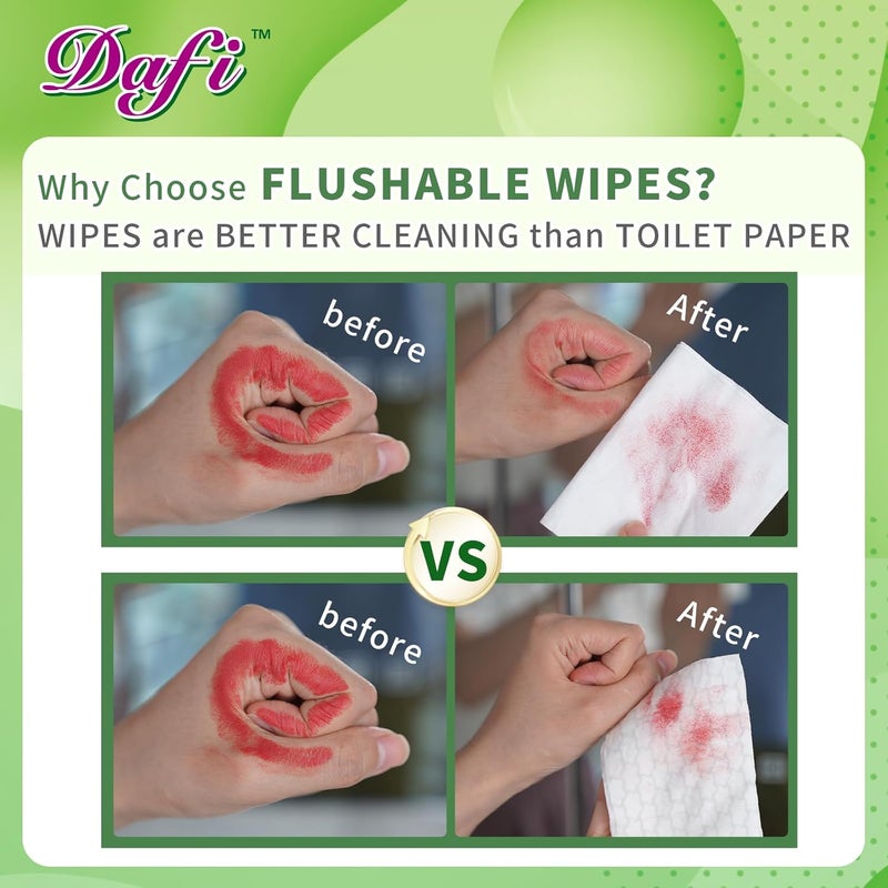 dafi Flushable Wipes for Adult Wet Wipes,80 Count Unscented Toilet Wipes Flushable, No Alcohol & 100% Plant Based Fibers, Septic and Sewer Safe pack of 1 - Image 4